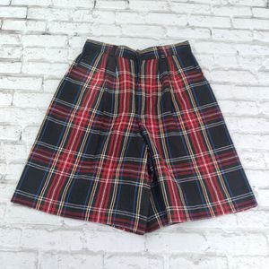Sands Studio New York Shorts Womens 8 Black Red Plaid High Rise Pleated Vintage